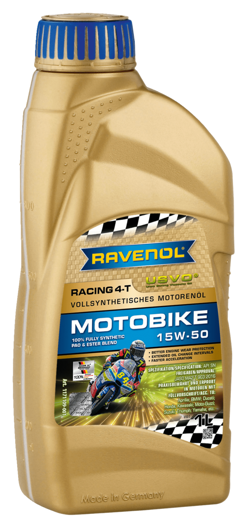 Моторное масло Ravenol Racing 4-T Motobike SAE 15W-50, 1л (RAVENOL: 1171109-001-01-999)